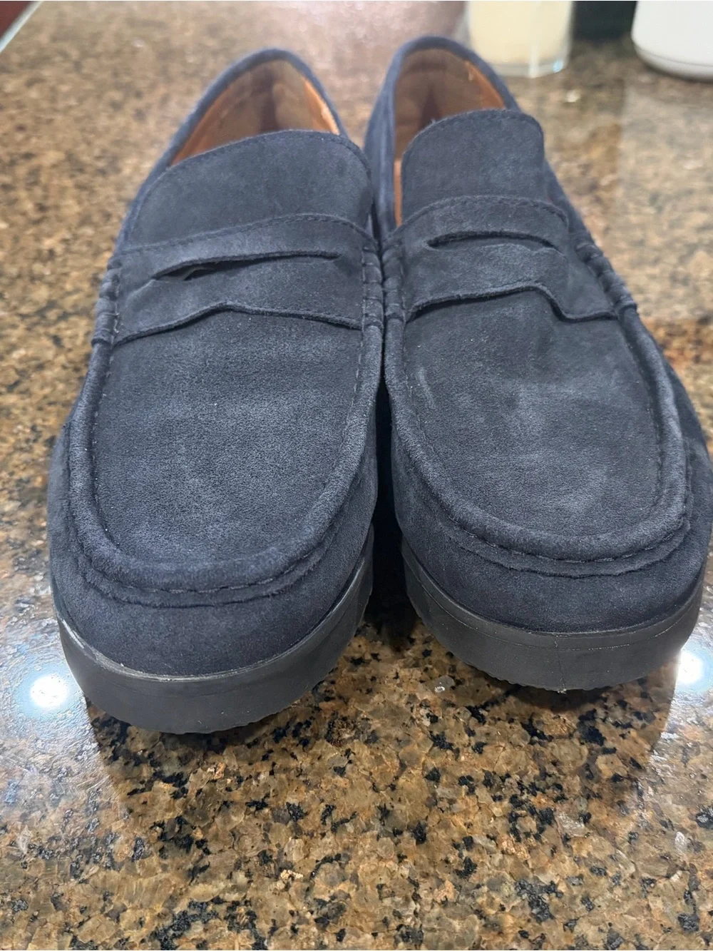 Men's Suede Penny Loafers in Navy